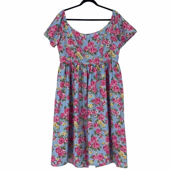 ASOS Curve Blue Pink Floral Midi Dress Size 14 NWT - Picture 5 of 10